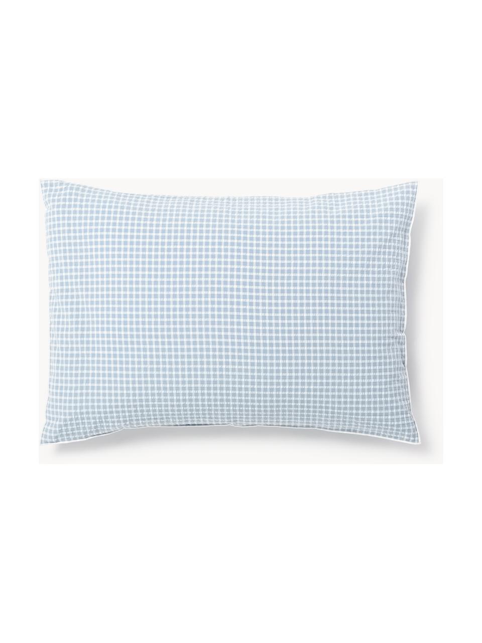 Funda de almohada de seersucker Davey, Azul claro, blanco, An 45 x L 110 cm