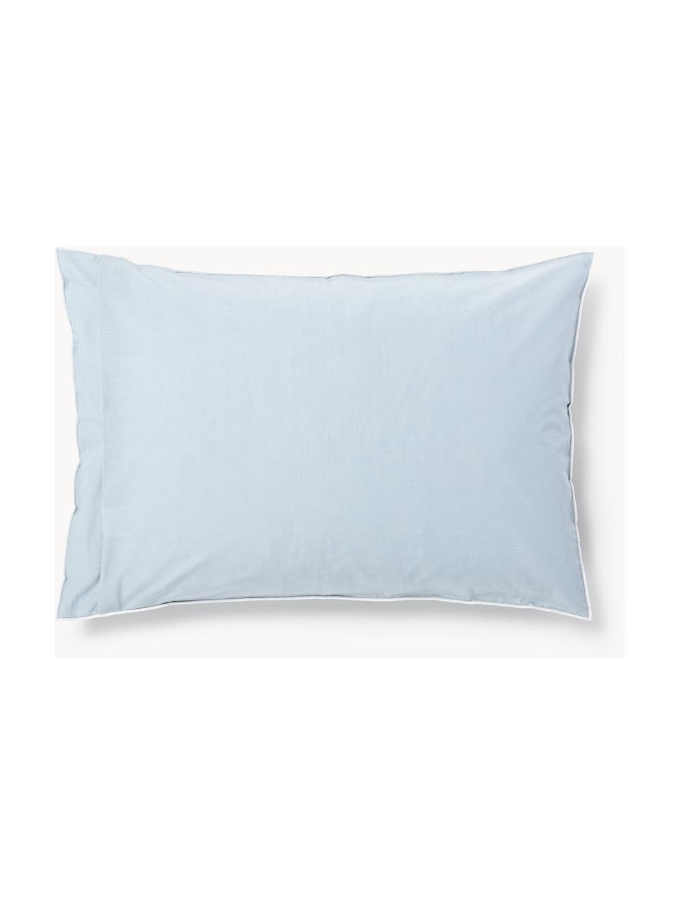 Funda de almohada de seersucker Davey, Azul claro, blanco, An 45 x L 110 cm