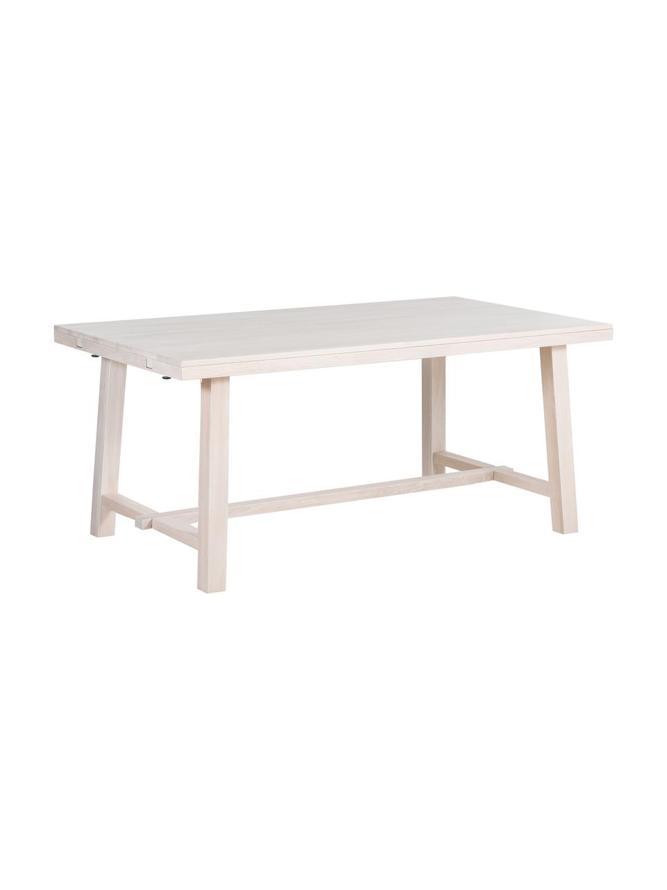 Mesa de comedor extensible de madera maciza Brooklyn, Madera de roble maciza, blanqueada y aceitada, Madera de roble, blanqueada, An 170-220 x F 95 cm