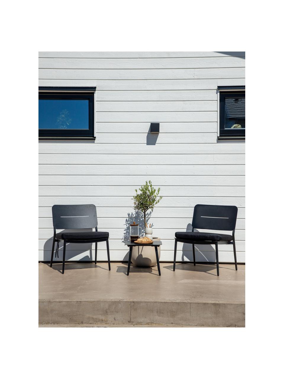Zahradní odkládací stolek Lina, Lakovaný kov, Černá, Š 40 cm, H 40 cm