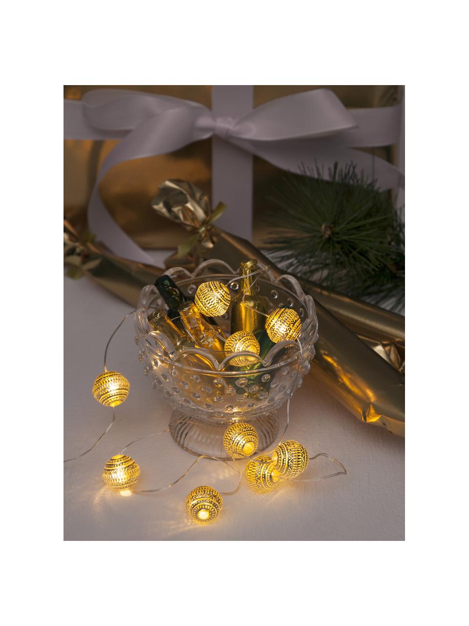 LED-Lichterkette Beads, 120 cm, Lampions: Acryl, Goldfarben, L 120 cm, 10 Lampions