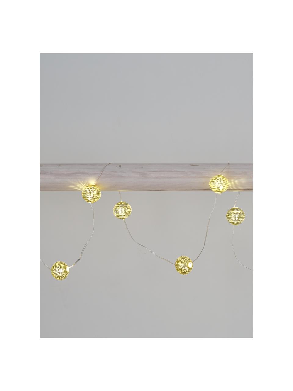 LED-Lichterkette Beads, 120 cm, 10 Lampions, Lampions: Acryl, Goldfarben, L 120 cm