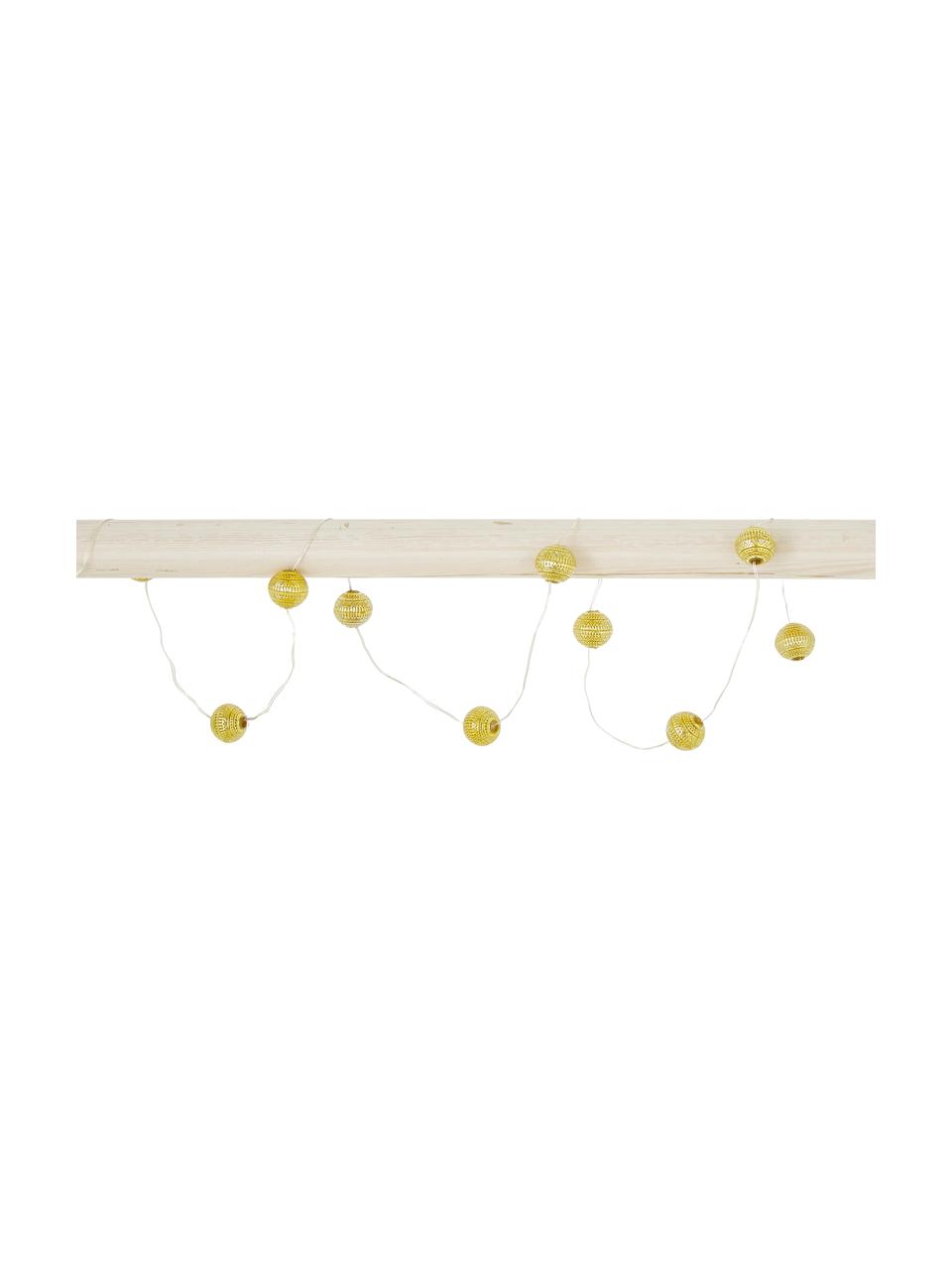 LED-Lichterkette Beads, 120 cm, 10 Lampions, Lampions: Acryl, Goldfarben, L 120 cm