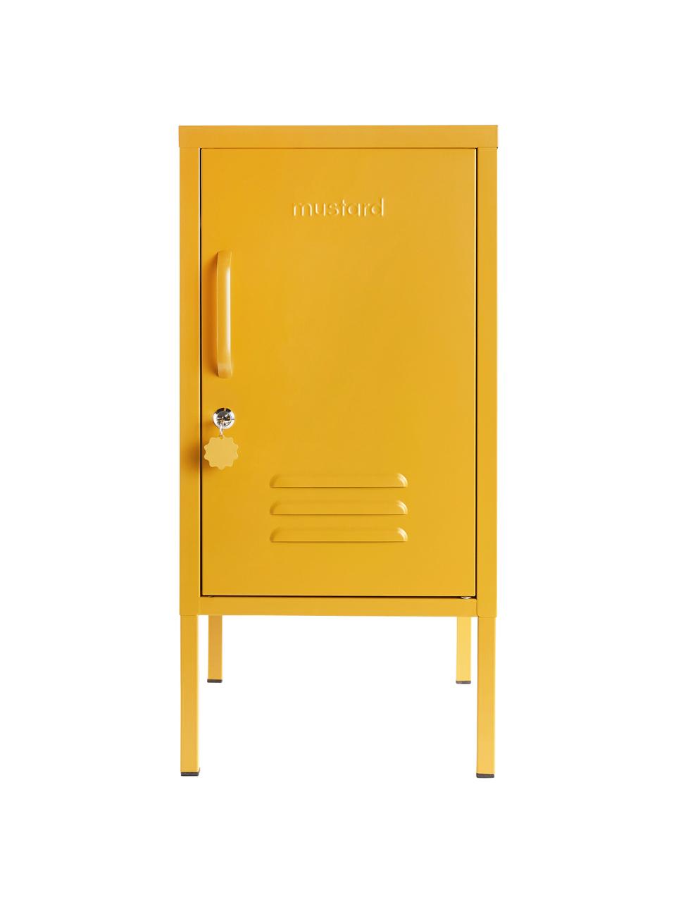 Mesilla de noche con puerta Shorty, Acero con pintura en polvo, Amarillo mostaza, An 35 x Al 72 cm