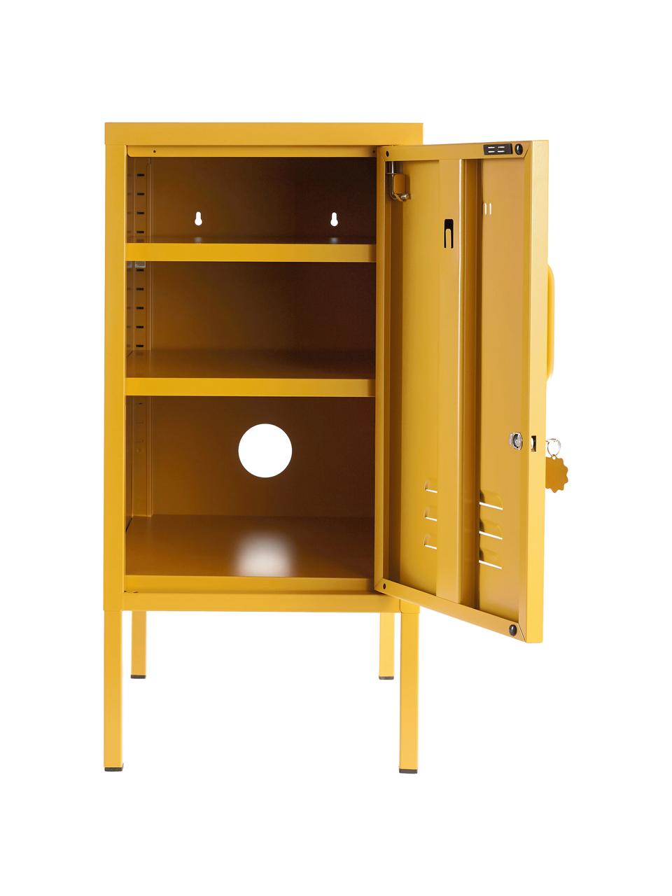 Mesilla de noche con puerta Shorty, Acero con pintura en polvo, Amarillo mostaza, An 35 x Al 72 cm
