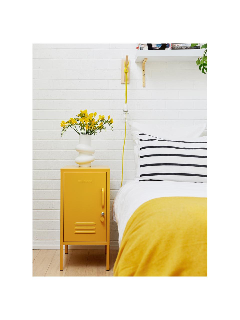 Mesilla de noche con puerta Shorty, Acero con pintura en polvo, Amarillo mostaza, An 35 x Al 72 cm