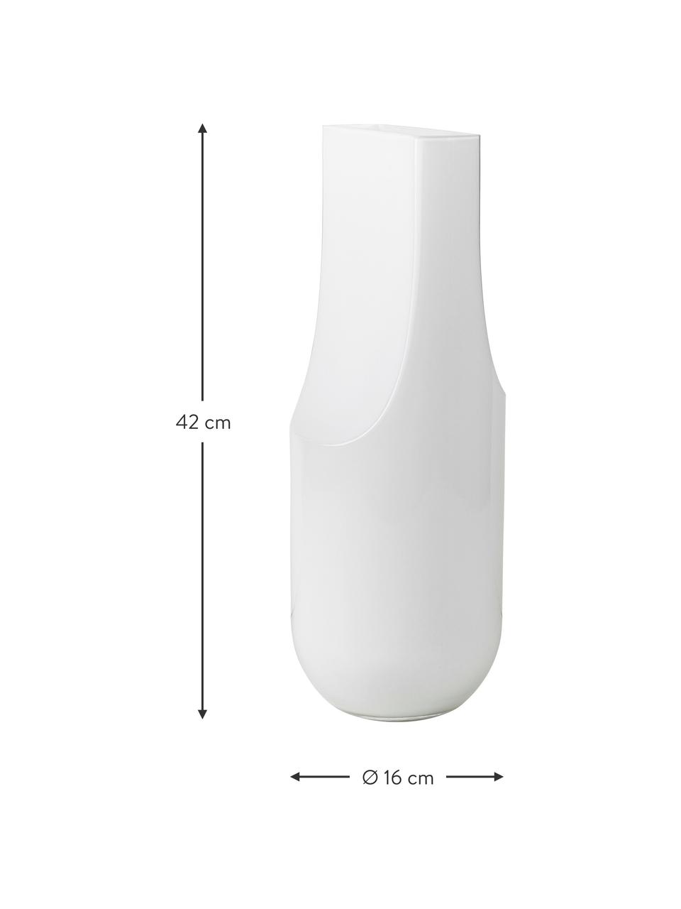 Vase en verre soufflé à bouche Serif, Verre, Blanc, Ø 16 x haut. 42 cm