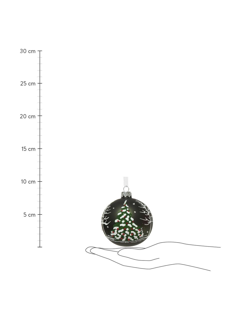 Weihnachtskugeln Lahio, 3er-Set, Dunkelgrün, Weiß, Rot, Ø 8 cm