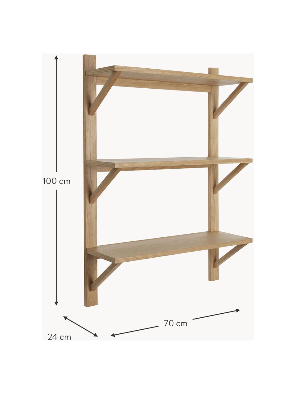 Étagère murale en bois de chêne Triarch, 100 % bois de chêne, certifié FSC
Ce produit est fabriqué à partir de bois certifié FSC® issu d'une exploitation durable, Bois de chêne, larg. 70 x haut. 100 cm