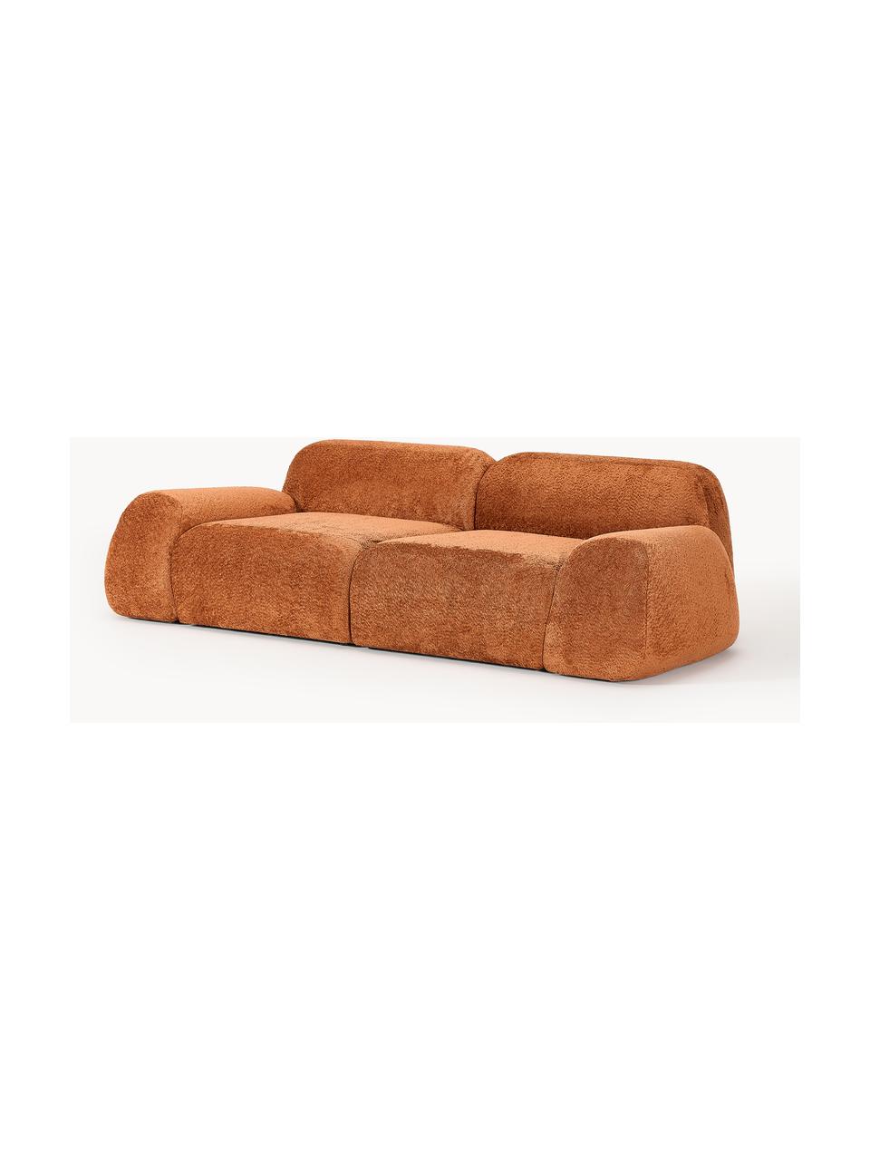 Modulares Sofa Wolke (3-Sitzer) aus Teddy-Bouclé, Bezug: Teddy-Bouclé (100 % Polye, Füße: Kunststoff Dieses Produkt, Teddy-Bouclé Terrakotta, B 256 x T 118 cm