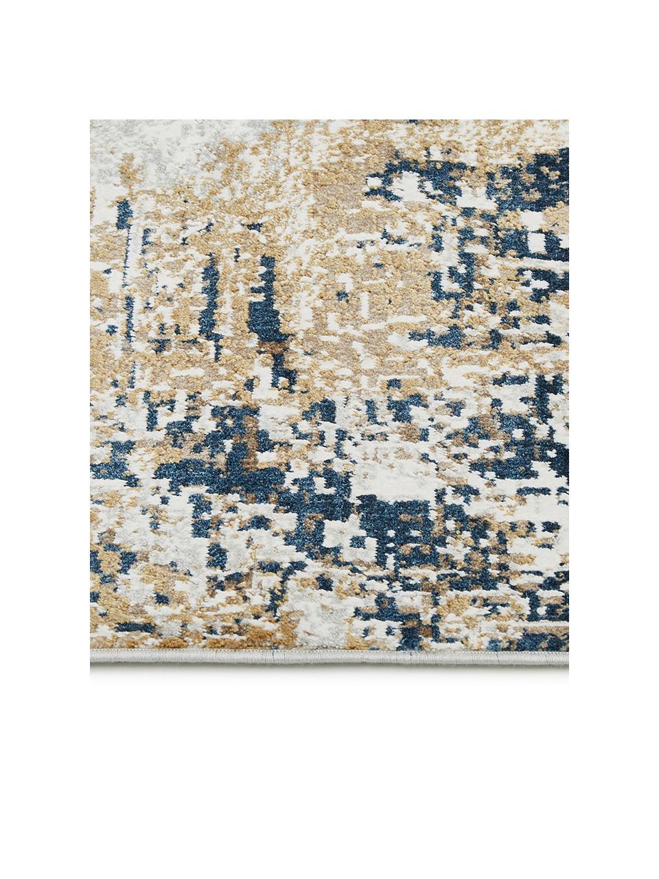 Alfombra de pelo corto con flecos Verona, Parte superior: 50% viscosa, 50% acrílico, Reverso: poliéster, Beige, marrón, azul oscuro, An 160 x L 230 cm (Tamaño M)