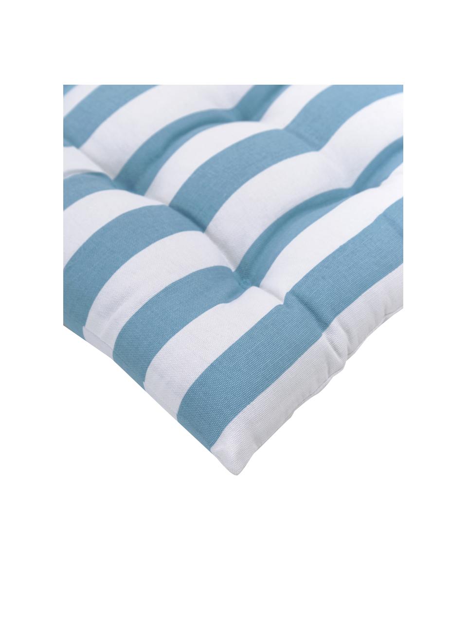 Cuscino sedia a righe color blu/bianco Timon, Rivestimento: 100% cotone, Blu, bianco, Larg. 40 x Lung. 40 cm