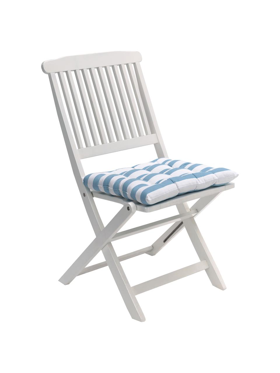 Gestreiftes Sitzkissen Timon in Blau/Weiß, Bezug: 100% Baumwolle, Blau, Weiß, B 40 x L 40 cm