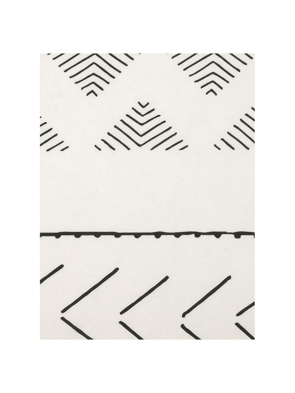 Funda de almohada de algodón Kohana, estilo boho, Blanco crema, negro, An 50 x L 70 cm