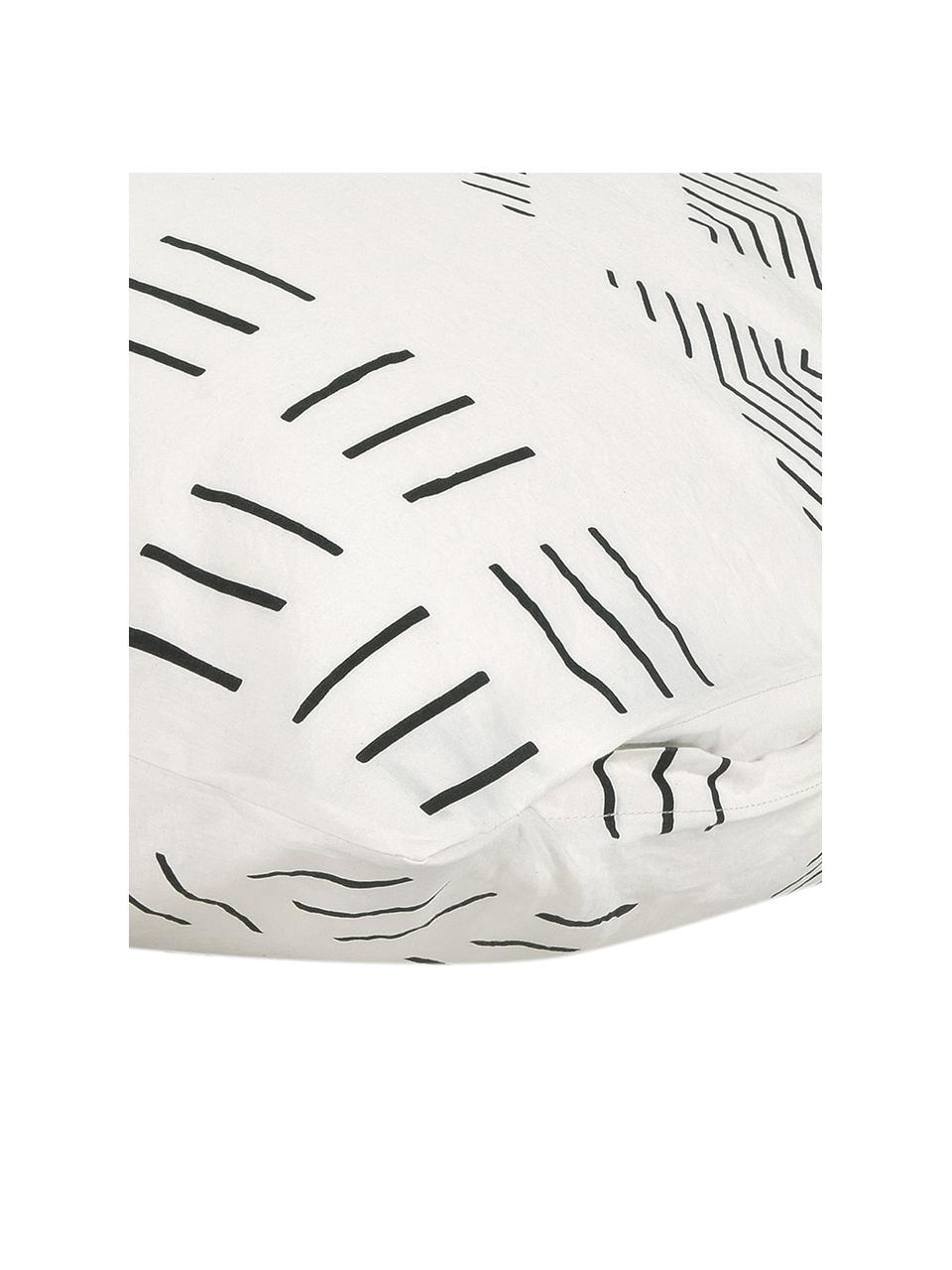 Funda de almohada de algodón Kohana, estilo boho, Blanco crema, negro, An 50 x L 70 cm