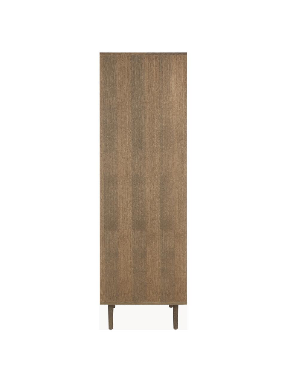 Petite armoire en cannage Aries, 2 portes, Bois foncé laqué, larg. 100 x haut. 194 cm