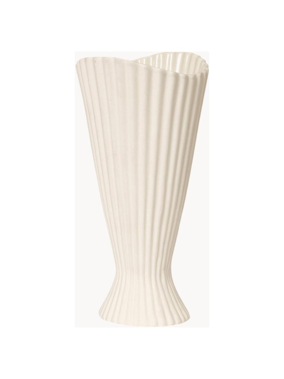 Vase Fountain, H 23 cm, Steinzeug, glasiert, Off White, B 12 x H 23 cm