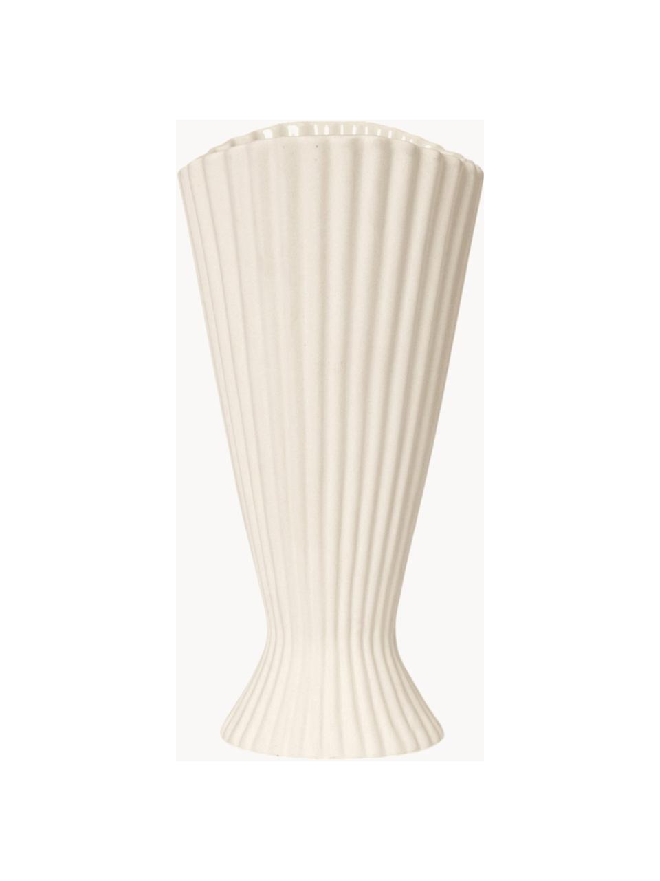 Vase Fountain, H 23 cm, Steinzeug, glasiert, Off White, B 12 x H 23 cm