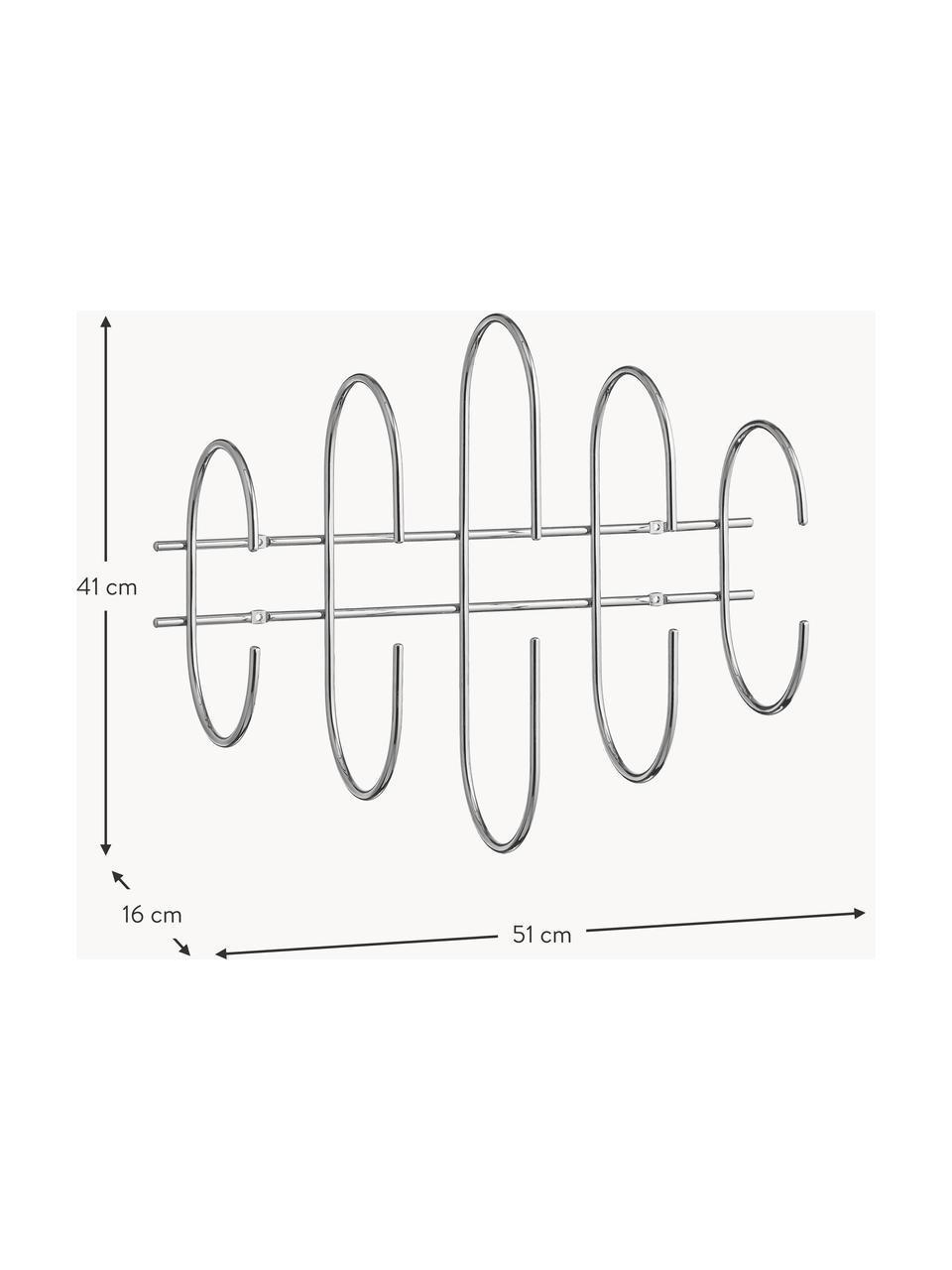 Kovový věšák Moveo, Lakovaná ocel, Lesklá stříbrná, Š 51 cm