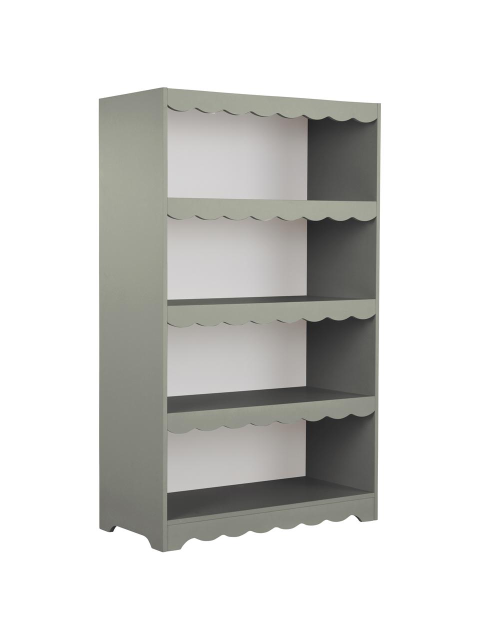 Libreria per bambini Pamplona, Ripiani: pannello di fibra a media, Grigio verde, Larg. 85 x Alt. 140 cm