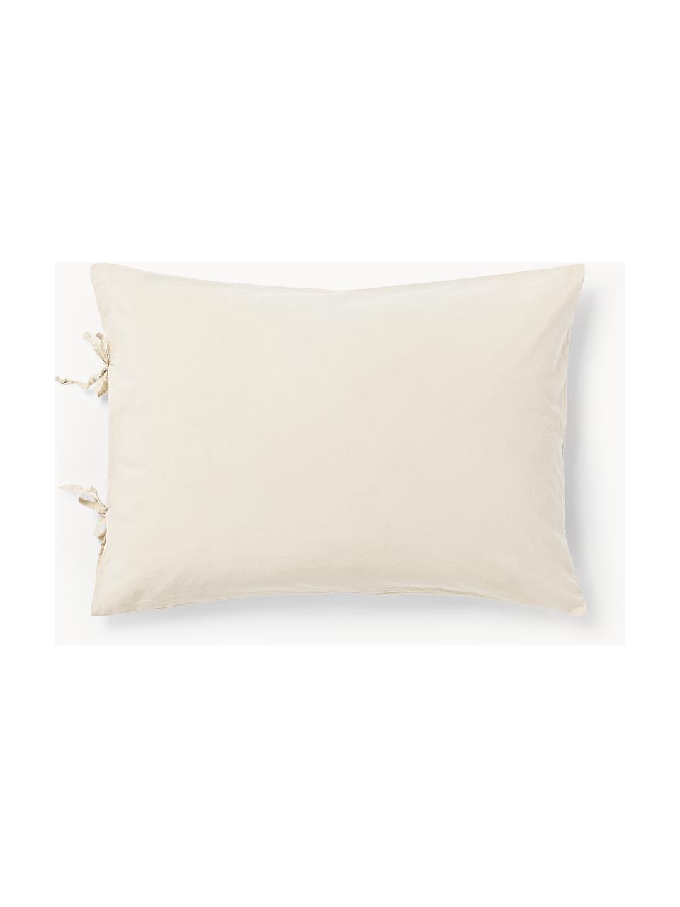 Taie d'oreiller en percale de coton délavé Leonie, Beige clair, larg. 50 x long. 70 cm