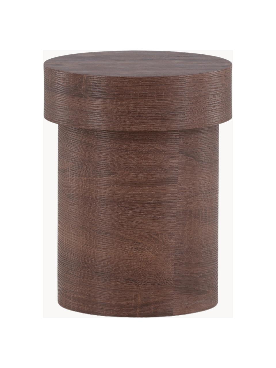 Okrúhly drevený odkladací stolík Malung, Drevovláknitá doska strednej hustoty (MDF) s papierovým laminátom, Drevo, tmavohnedá laminovaný, Ø 35 x V 45 cm