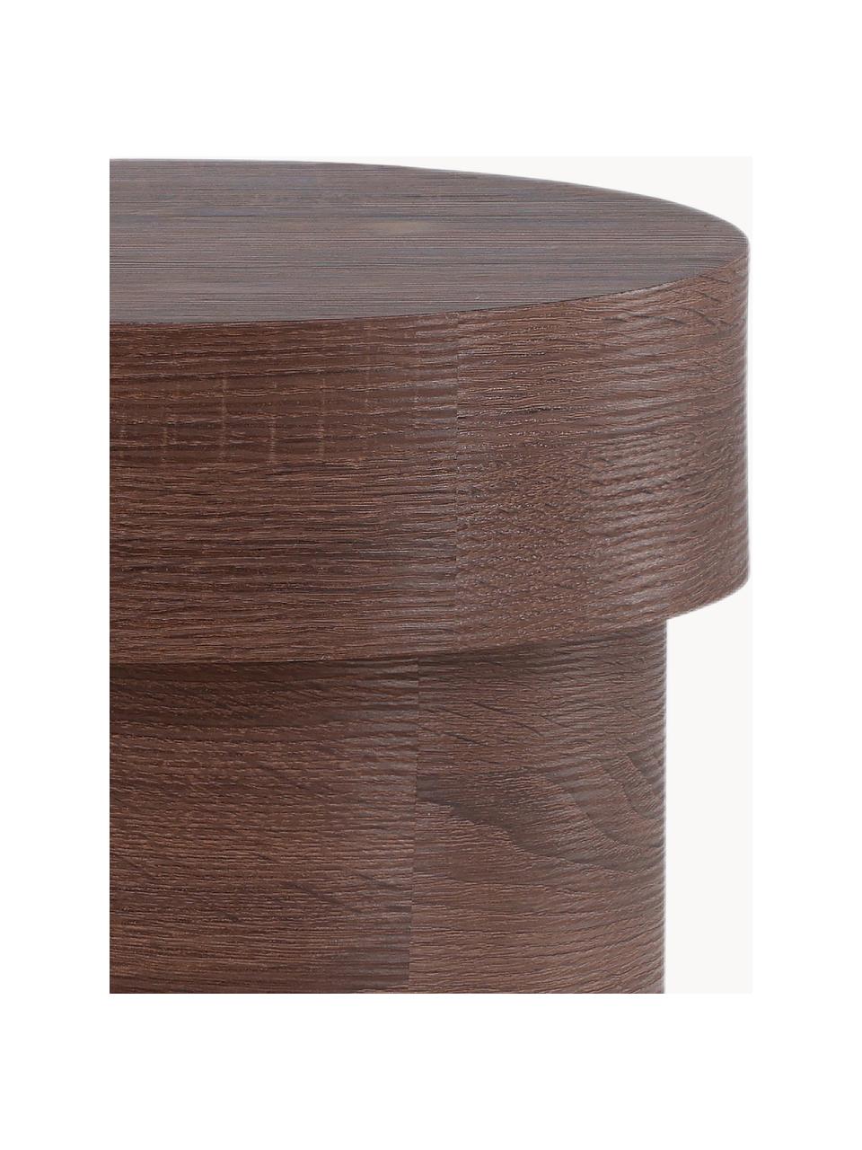 Mesa auxiliar redonda de madera Malung, Tablero de fibras de densidad media (MDF) con laminado de papel, Madera con laminado marrón oscuro, Ø 35 x Al 45 cm