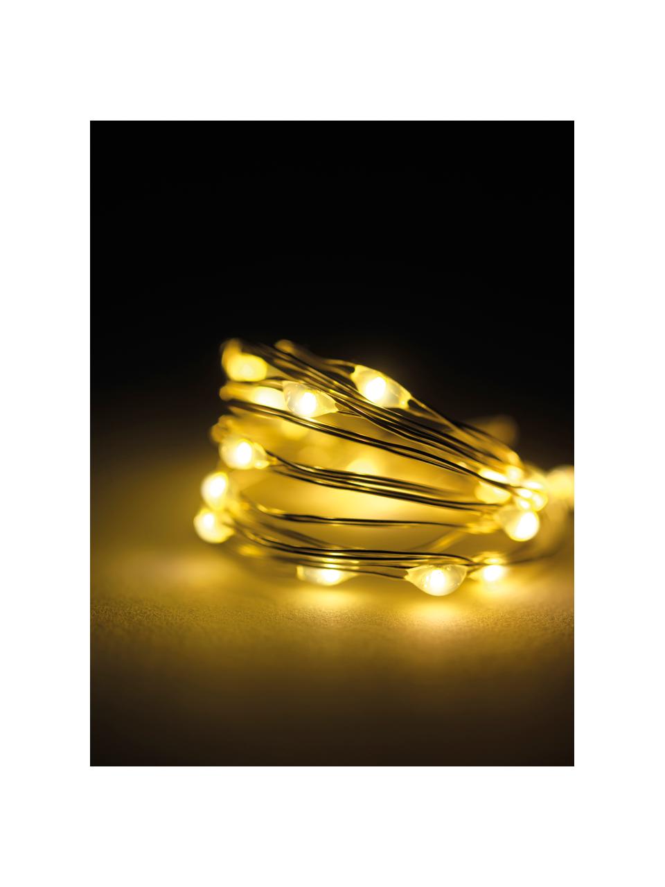 LED-Lichterkette Wiry, warmweiß, Kunststoff, Metall, Transparent, L 195  cm