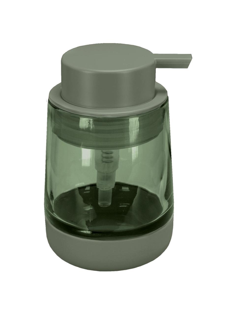 Dosificador de jabón de vidrio Belly, Recipiente: vidrio, Dosificador: plástico, Verde, Ø 9 x Al 13 cm