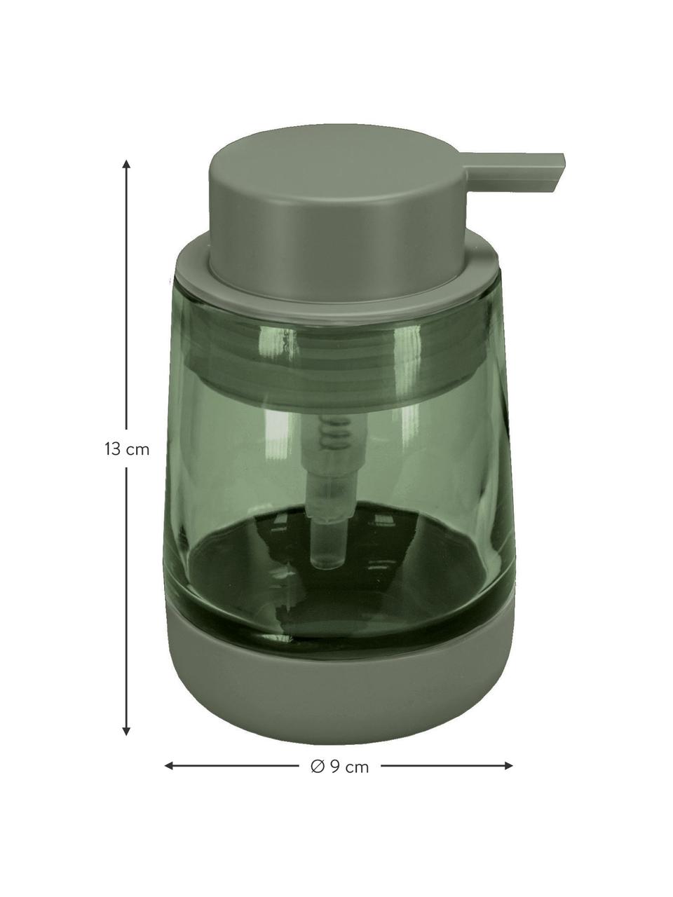 Dispenser sapone in vetro Belly, Testa della pompa: materiale sintetico, Verde, Ø 9 x Alt. 13 cm