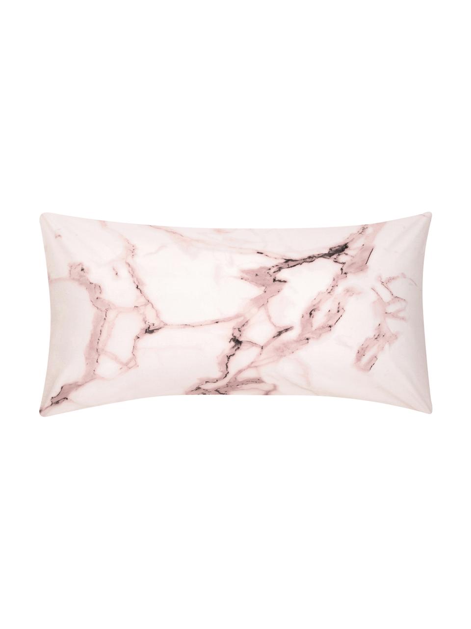 Poszewka na poduszkę z perkalu Malin, 2 szt., Przód: wzór marmurowy, blady różowy Tył: blady różowy, gładki, S 40 x D 80 cm