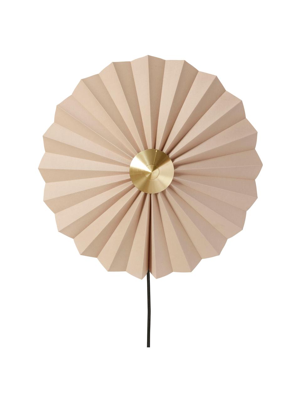 Applique murale en papier avec prise secteur Tenty, Beige, couleur laitonnée, Ø 48 x prof. 16 cm