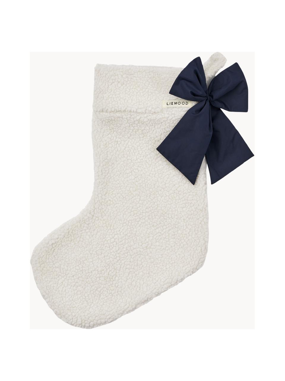 Chaussette de Noël Eve, 100 % polyester (recyclé), certifié GRS, Blanc cassé, bleu foncé, larg. 22 x long. 45 cm