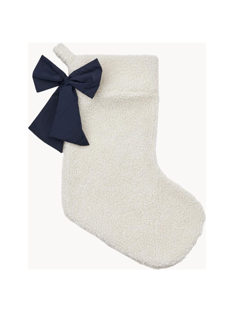 Chaussette de Noël Eve, 100 % polyester (recyclé), certifié GRS, Blanc cassé, bleu foncé, larg. 22 x long. 45 cm