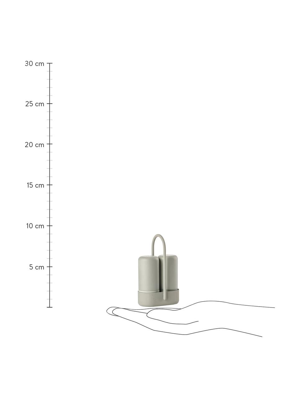 Salero y pimentero Henk, 2 pzas., Plástico (ABS), metal, Greige, An 7 x F 3 cm
