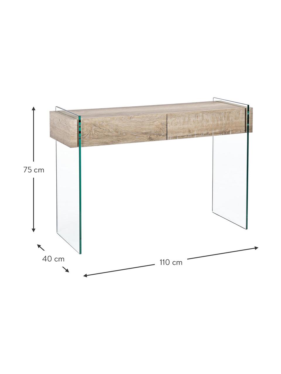 Konzolový stolek Kenya, Transparentní, bílá, Š 110 cm, V 75 cm