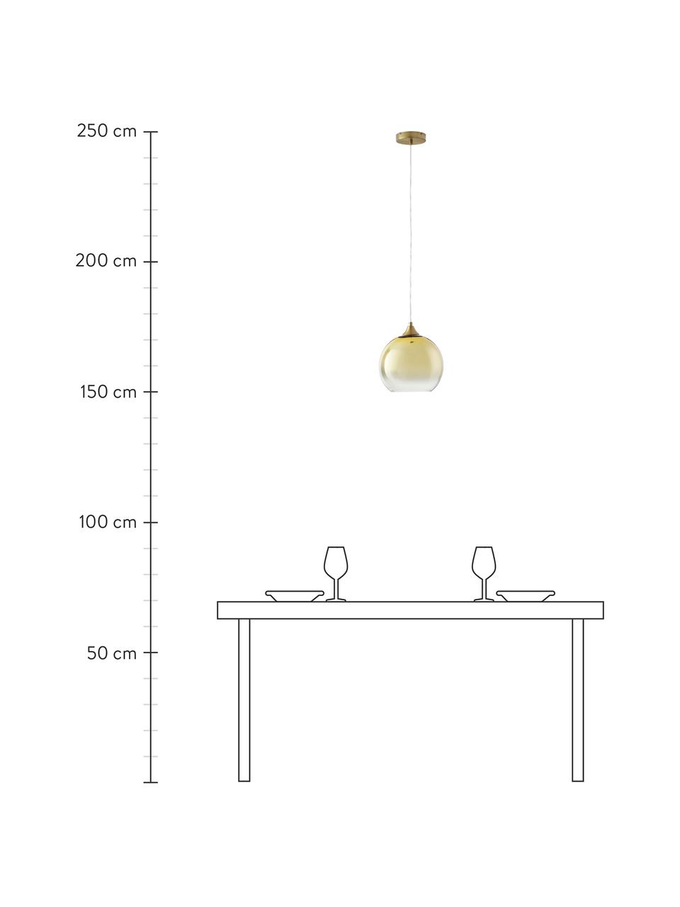 Suspension boule Mineleo, Couleur dorée, transparent, Ø 25 x haut. 90 cm