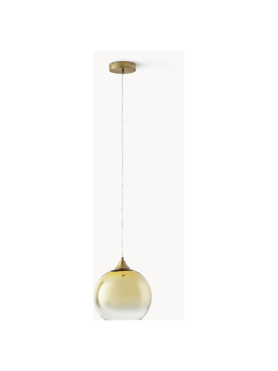 Lampada a sospensione con sfera Mineleo, Paralume: vetro, Baldacchino: metallo spazzolato, Dorato, trasparente, Ø 25 cm