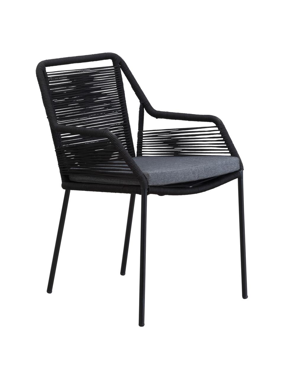Krzesło ogrodowe Elba, 2 szt., Tapicerka: 100 % poliester, Stelaż: metal galwanizowany malow, Czarny, szary, S 56 x G 63 cm