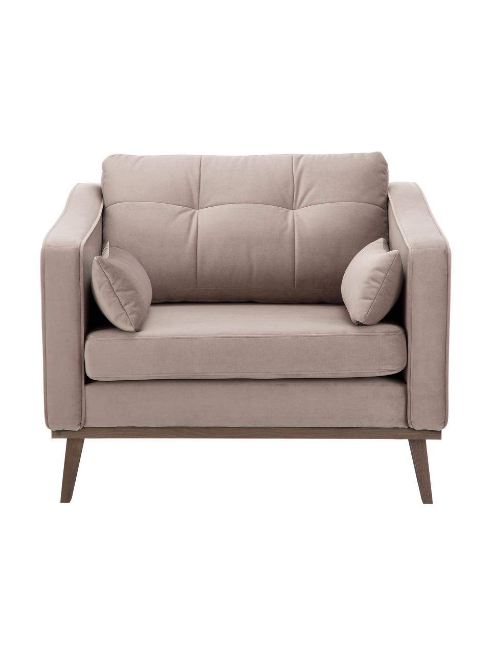 Sillón de terciopelo Alva, estilo clásico, Tapizado: terciopelo (tapizado de p, Estructura: madera de pino maciza, Patas: madera de haya curtida, Terciopelo gris pardo, An 102 x F 92 cm