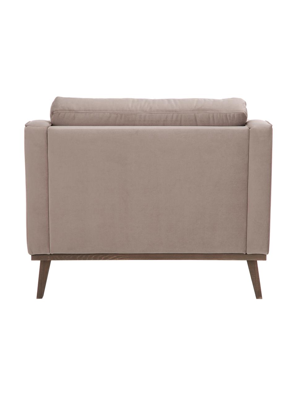 Poltrona in velluto taupe Alva, Rivestimento: velluto (copertura in pol, Struttura: legno di pino massiccio, Piedini: legno massello di faggio,, Velluto taupe, Larg. 102 x Alt. 92 cm