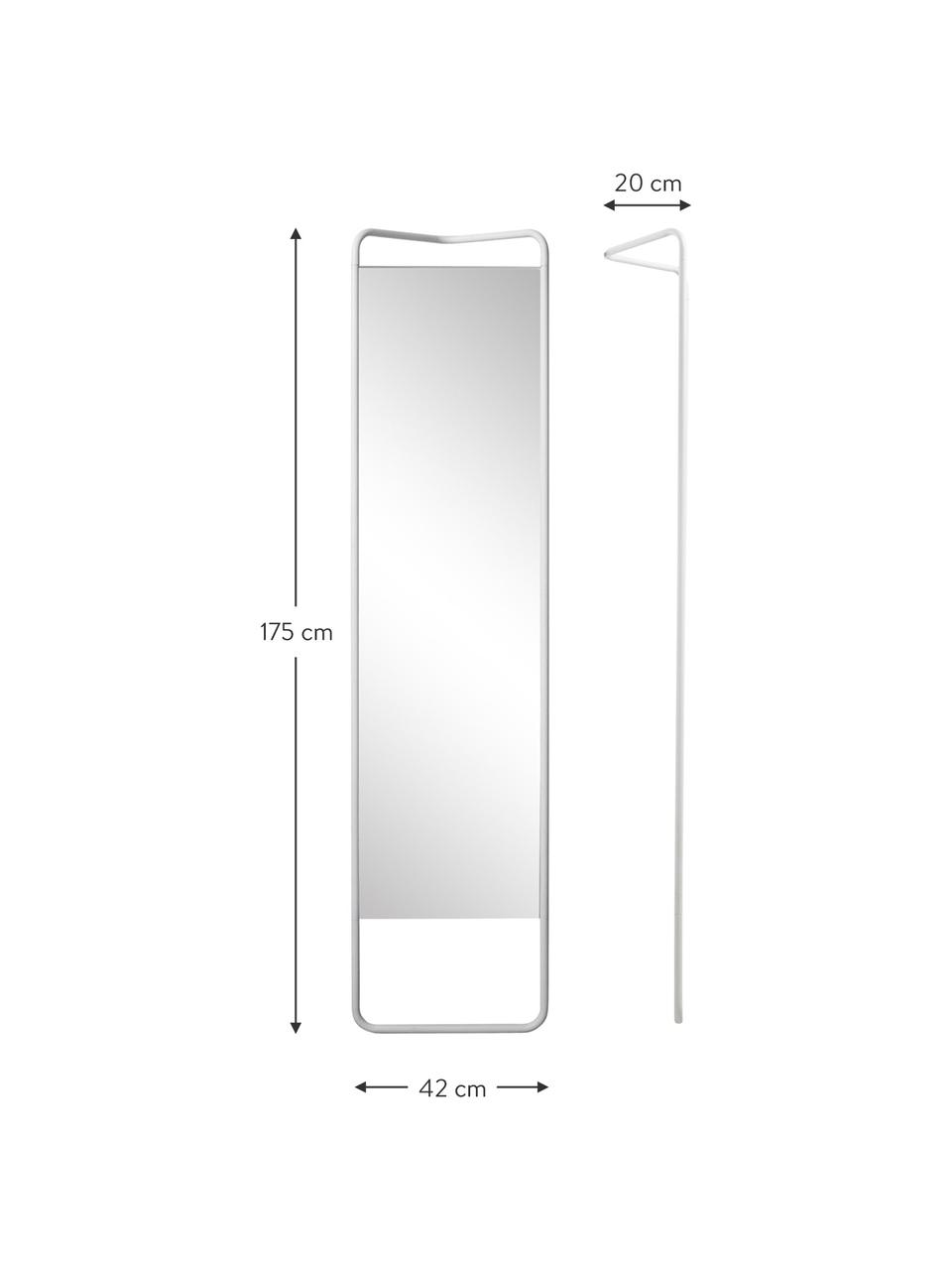 Rechthoekige leunende spiegel Kasch met witte lijst, Frame: gepoedercoat aluminium, Wit, B 42 x H 175 cm