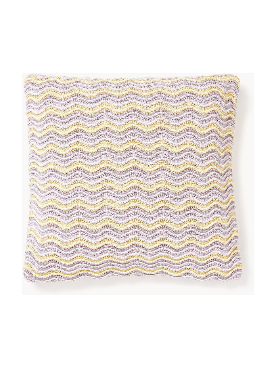 Poszewka na poduszkę z bawełny Emilio, 100% bawełna, Żółty, lila, S 45 x D 45 cm
