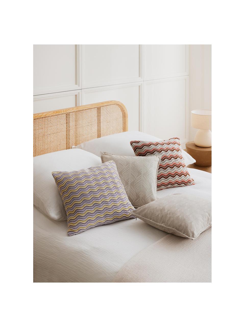 Poszewka na poduszkę z bawełny Emilio, 100% bawełna, Żółty, lila, S 45 x D 45 cm
