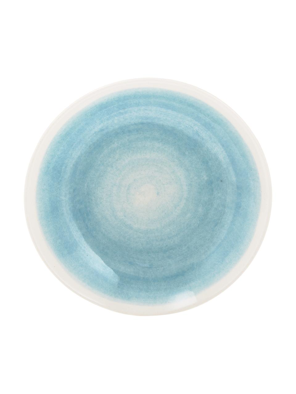 Handgemachte Suppenteller Pure matt/glänzend mit Farbverlauf, 6 Stück, Keramik, Blau, Weiß, Ø 23 cm