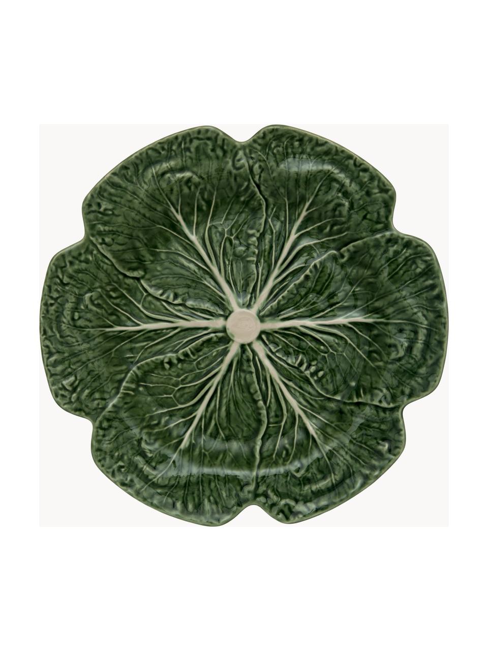 Plats de service peints à la main Cabbage, 2 pièces, Grès cérame, Vert foncé, Ø 31 x haut. 14 cm