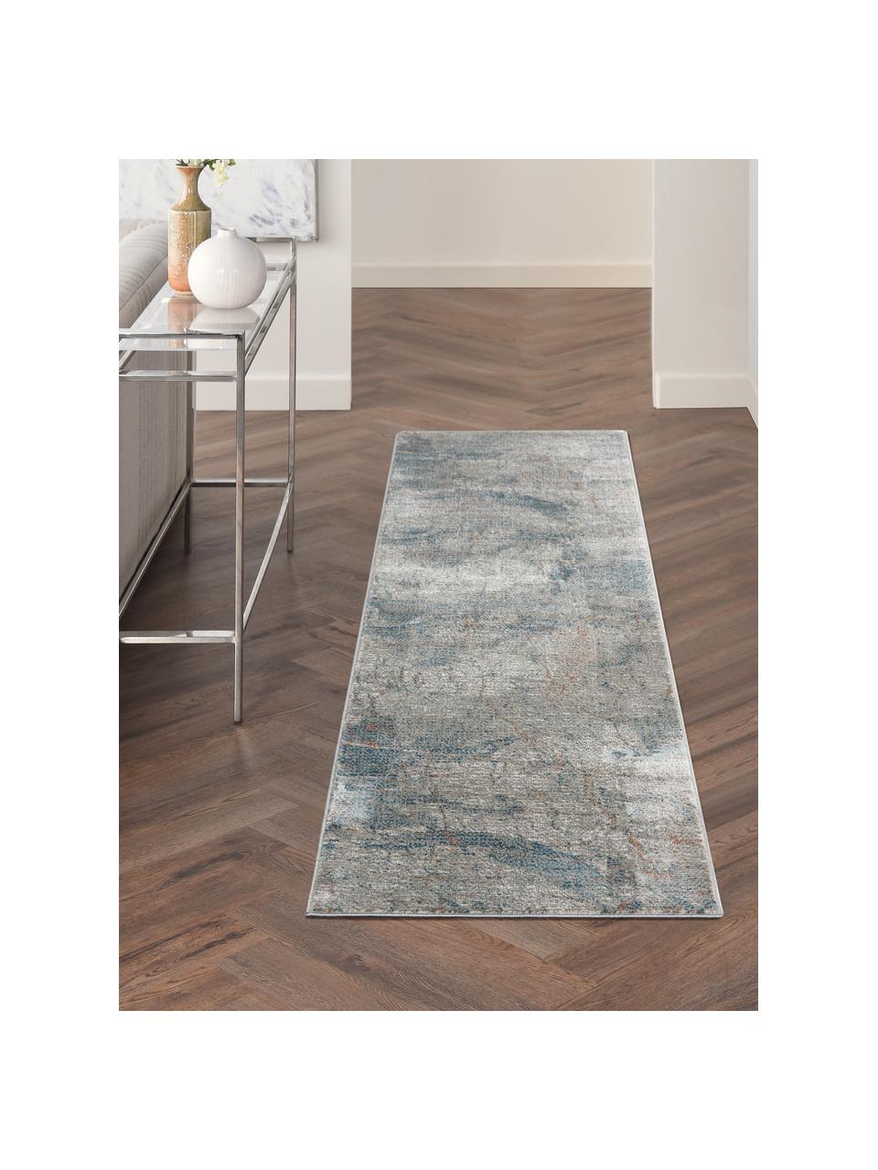 Alfombra Rustic, Parte superior: 51% polipropileno, 49% po, Reverso: látex, Gris, azul, beige, An 65 x L 230 cm