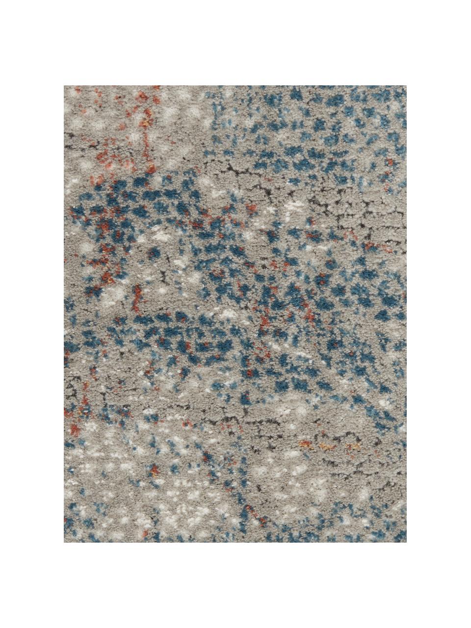 Loper met patroon Rustic in grijs/blauw/beige, Bovenzijde: 51% polypropyleen, 49% po, Onderzijde: latex, Grijs, blauw, beige, 65 x 230 cm