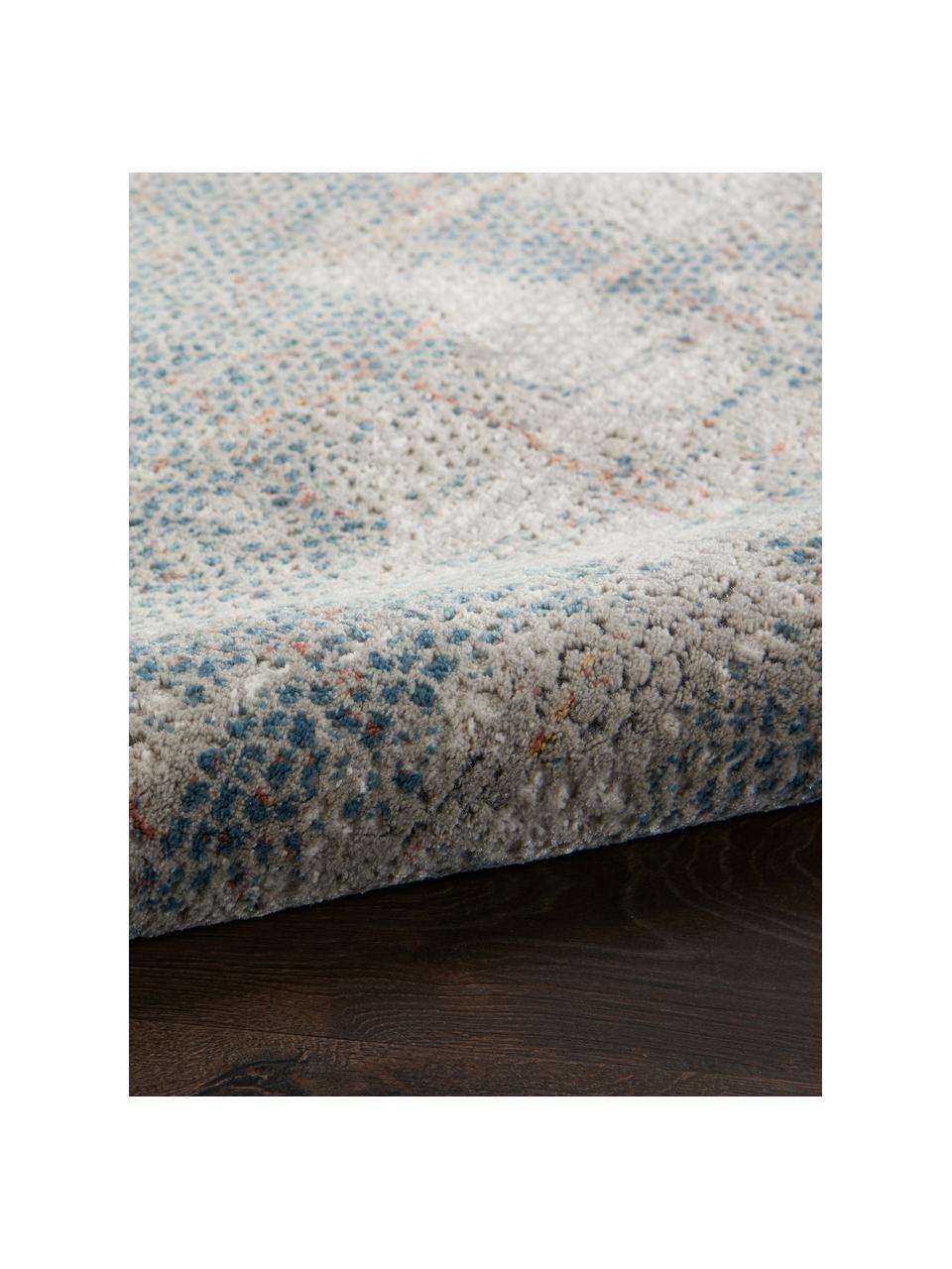 Gemusterter Läufer Rustic in Grau/Blau/Beige, Flor: 51% Polypropylen, 49% Pol, Grau, Blau, Beige, 65 x 230 cm