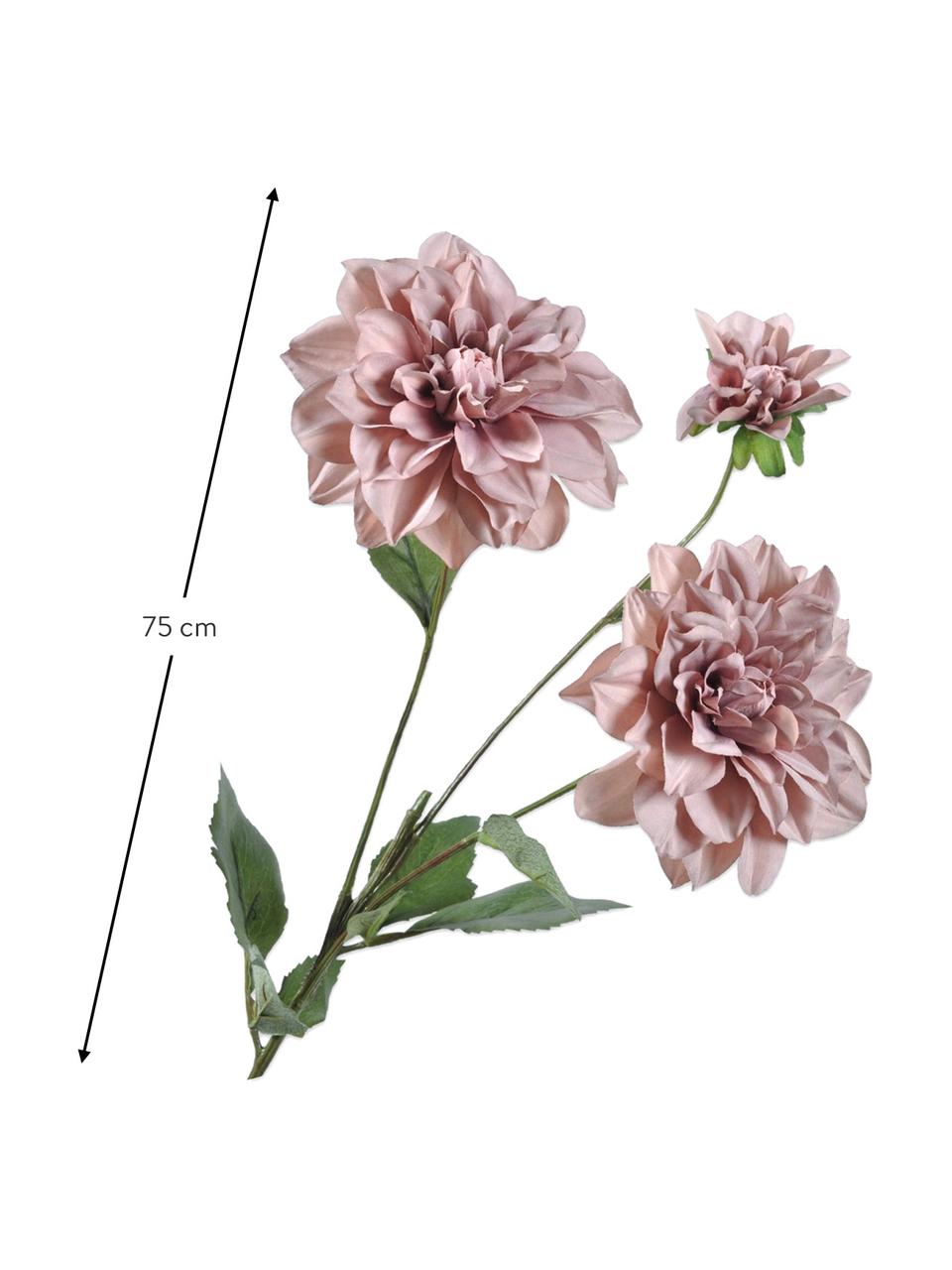 Dahlia artificiel, rose foncé, 2 pièces, Plastique, câble métallique, Vieux rose, long. 75 cm